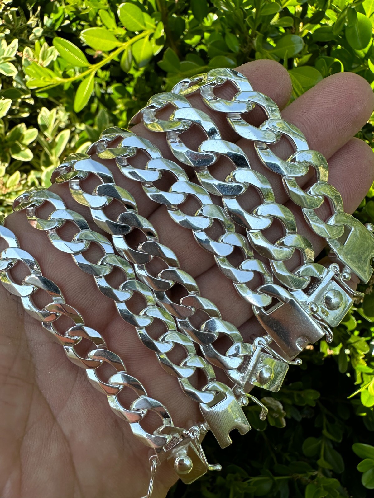 Flat Curb Cuban Link Chain Bracelet Real 925 Sterling Silver Sleek Box Clasp
