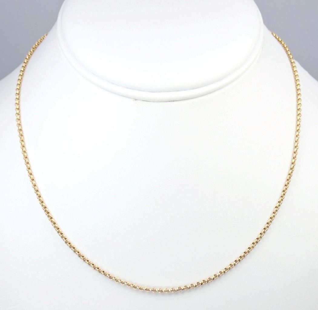 Glowing Vintage 16.5” Solid 9K Yellow Gold 2mm Belcher Chain Necklace 1990