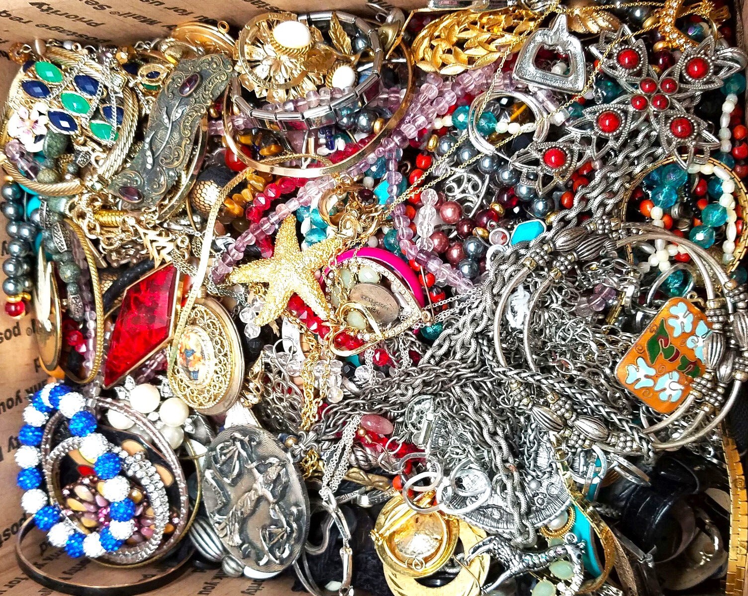 3 Poun Unsearched Jewelry Lot VTG & Now Junk & Wear & Resell Craft FUN Free Ship