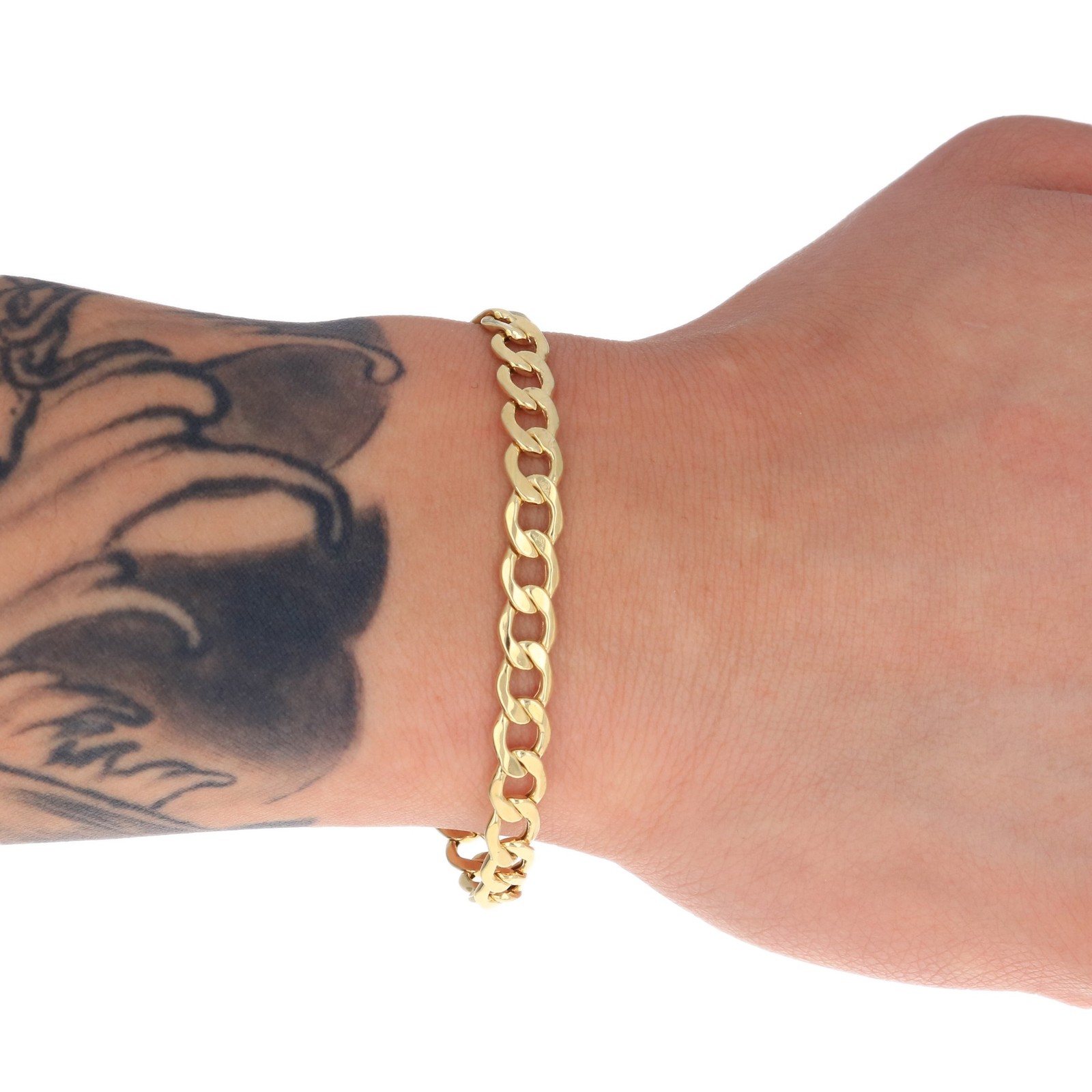 10K Yellow Gold 2.5mm-7.5mm Cuban Curb Link Chain Bracelet Mens Womens 7″ – 9″