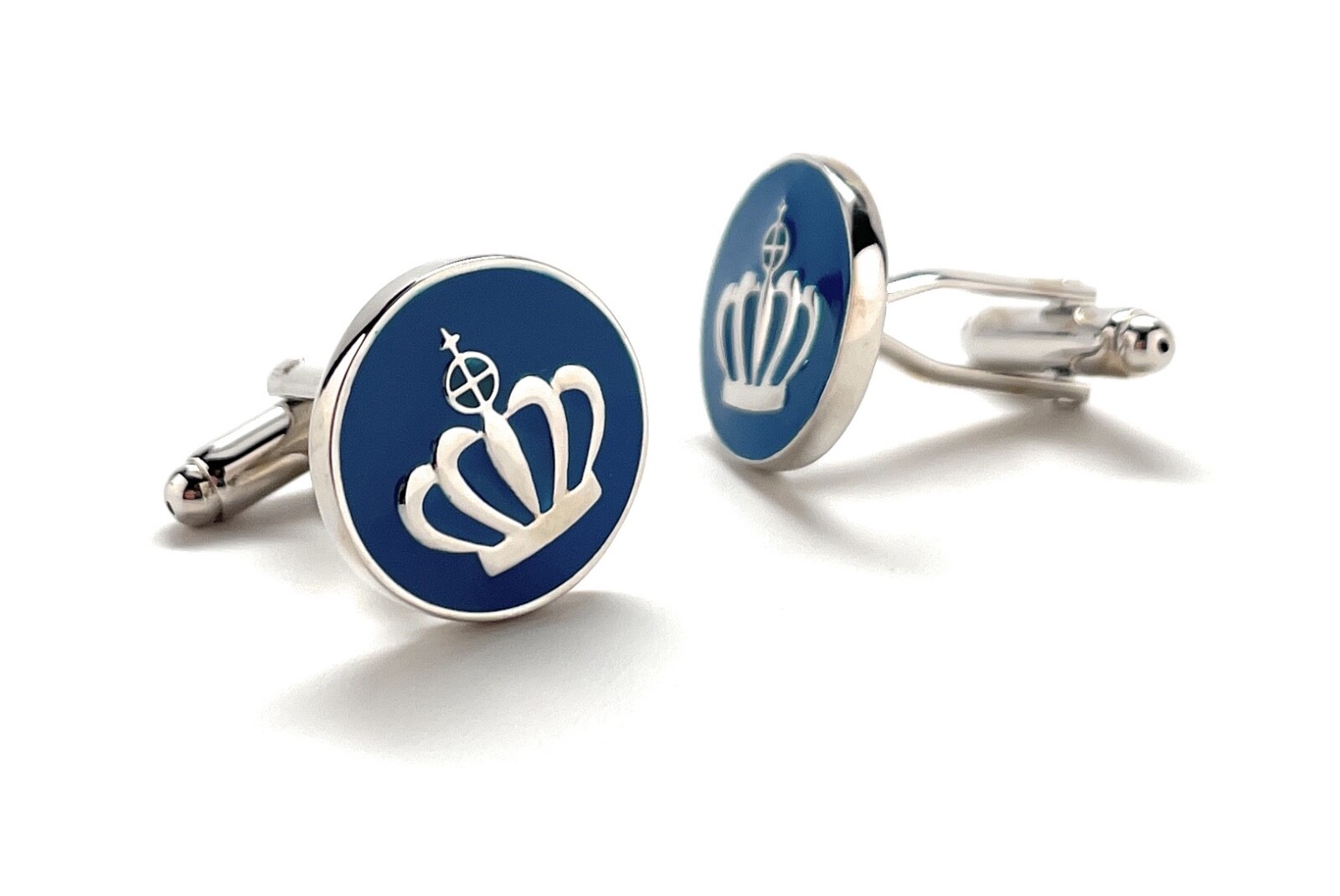 Windsor King Cufflinks Royal Family Palace Estate Cuff Links Blue Enamel Crown