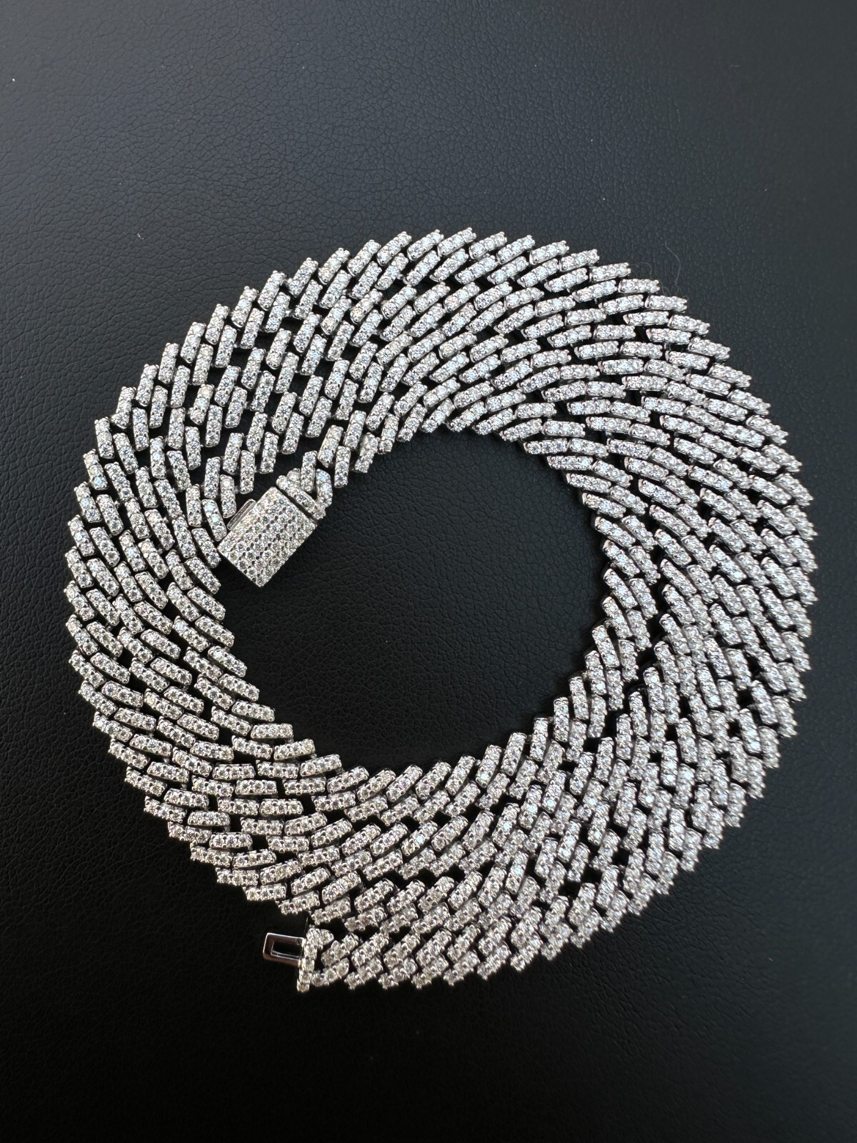 MOISSANITE Real 5mm Micro Miami Cuban Link Prong Chain Iced 925 Silver Necklace