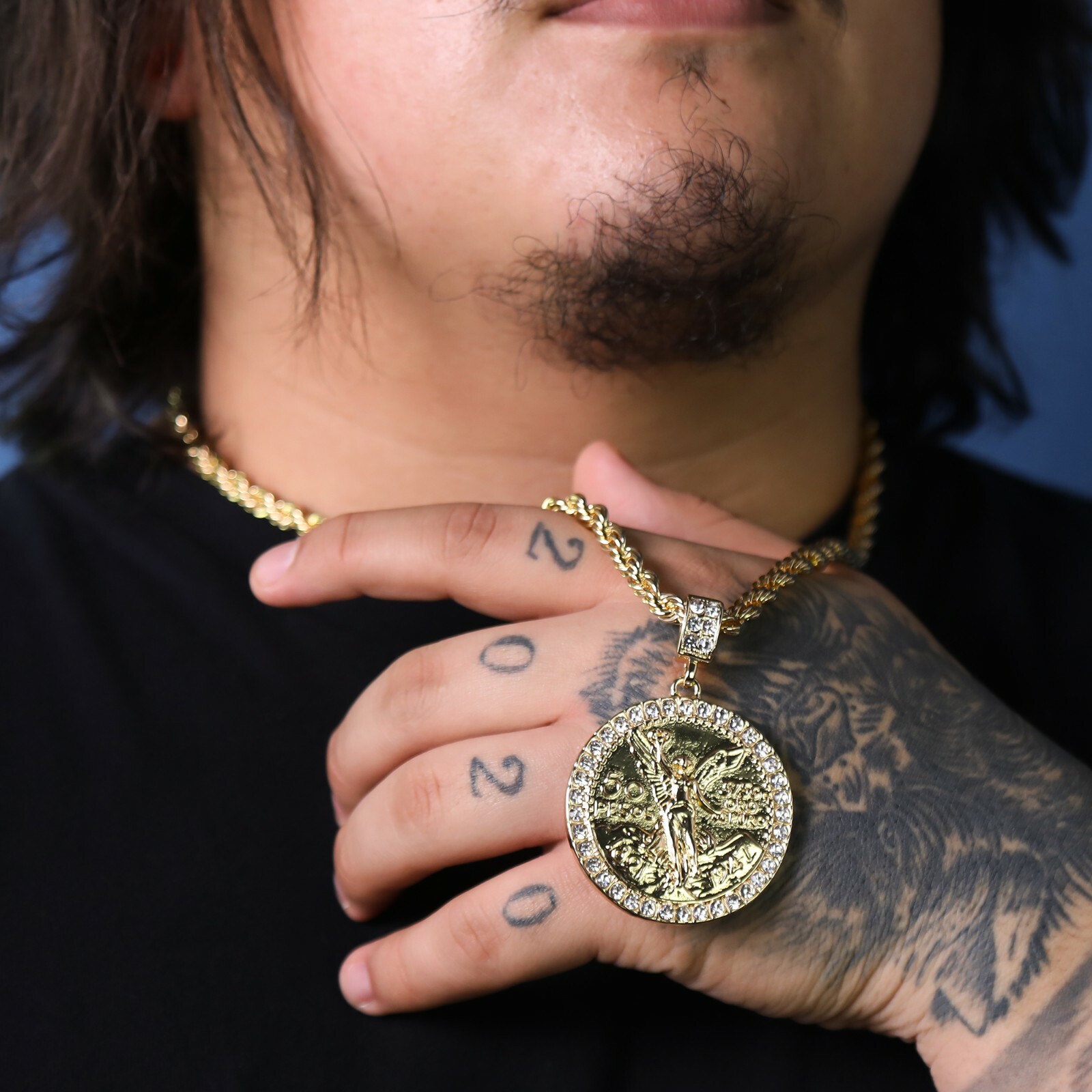 Centenario 50 Pesos Pendant Iced Cubic-Zirconia Rope Chain 14k Gold Plated