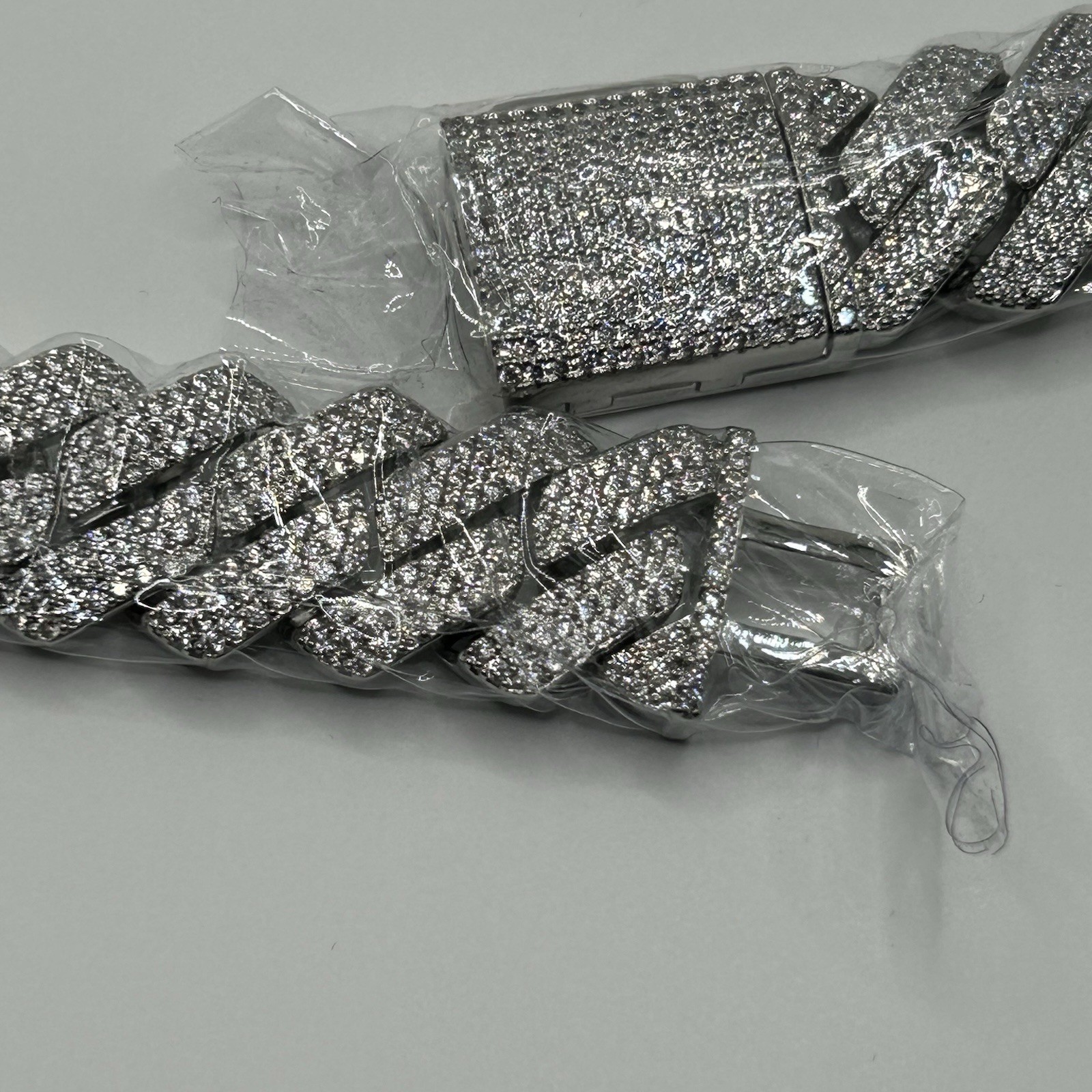 Moissanite Cuban Chain Nee Miami 3Row Iced Silver Necklace 20mm 22 Inch Hip Hop