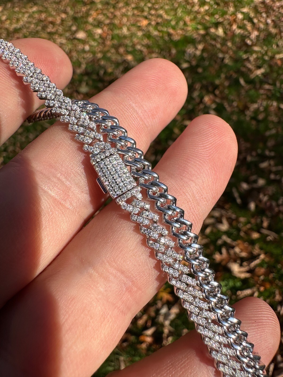 MOISSANITE Real 5mm Micro Miami Cuban Link Prong Chain Iced 925 Silver Necklace