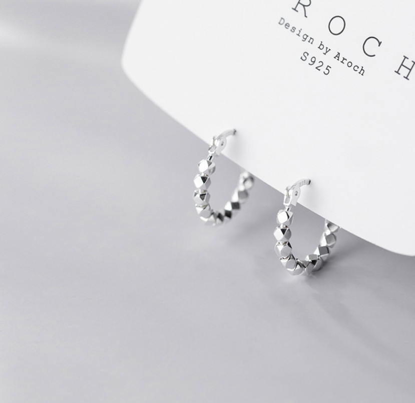 Women 925 Sterling Silver Geometric Block Huggie Hoop Earrings 23x4mm Gift PE