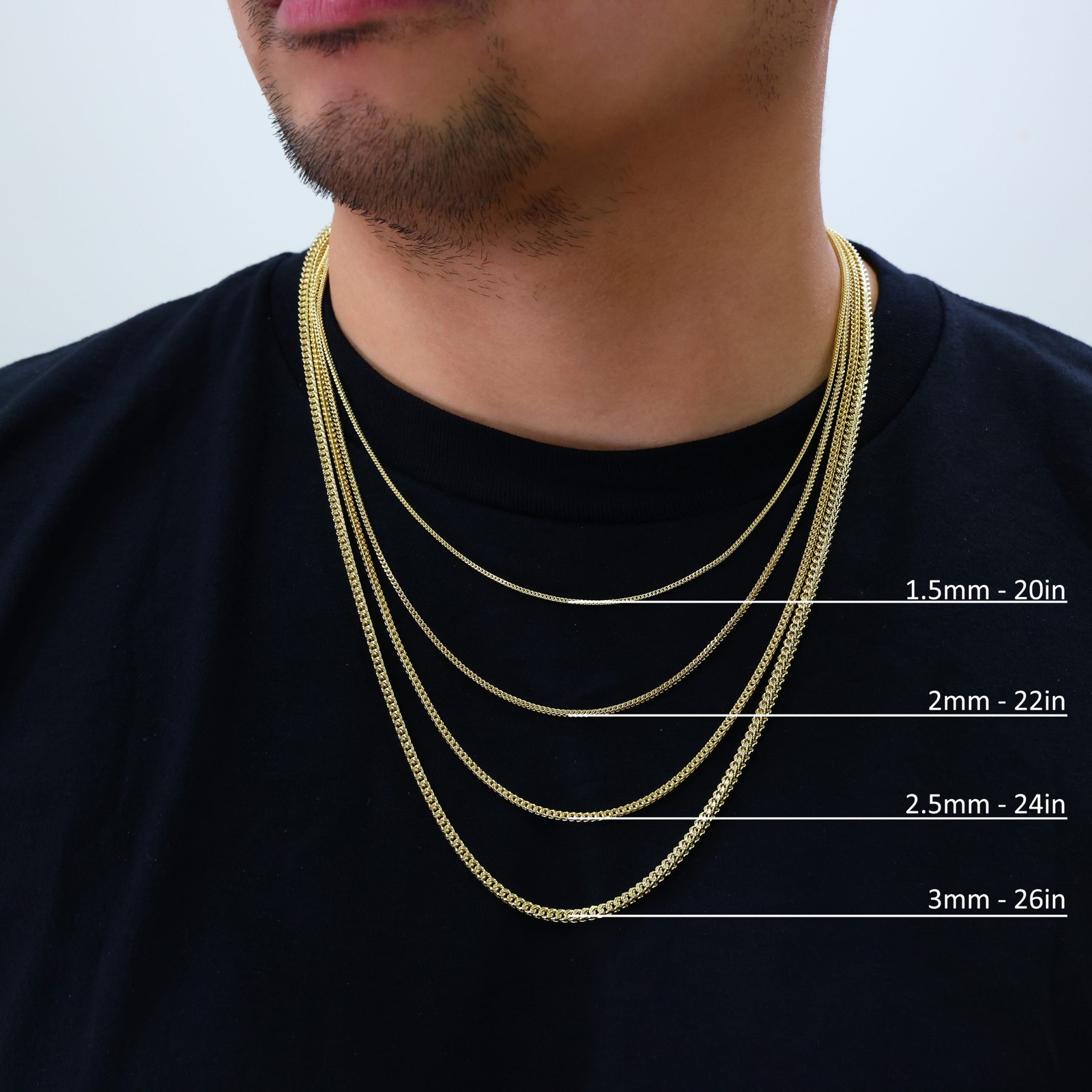 14k Yellow Gold 1.5mm-5mm Franco Box Necklace Bracelet Chain Mens Womens 7″- 30″