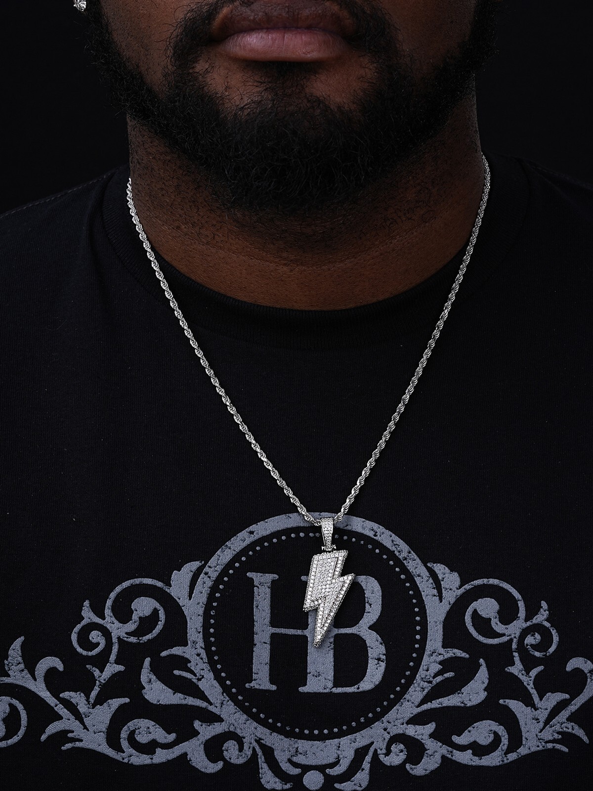 VVS MOISSANITE Iced Hip Hop Real Silver / Gold Lightning Bolt Necklace Pendant