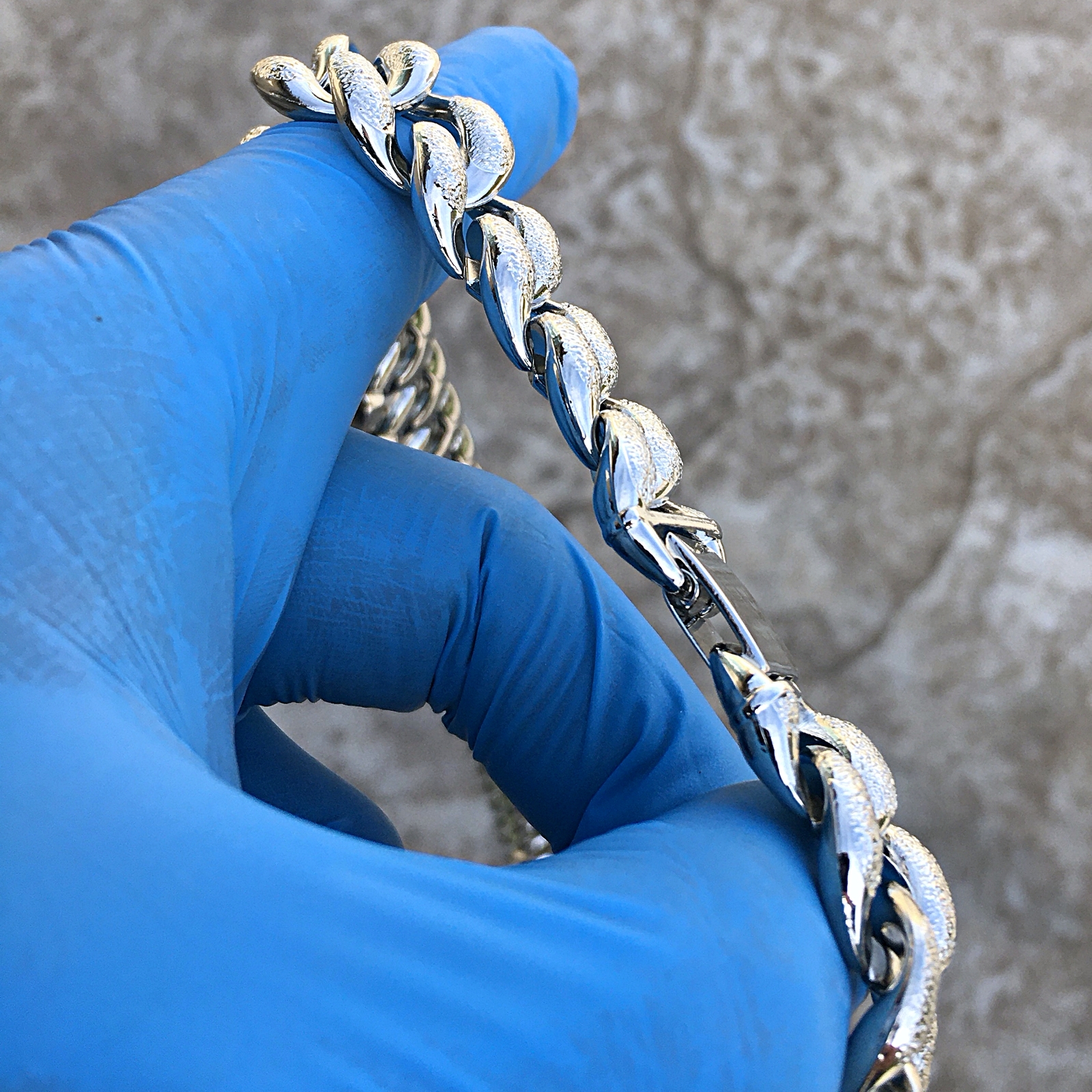 Men’s Dust Bubble Cuban Chain Heavy Silver Tone 16MM Wide 18″ 20″ 30″ In