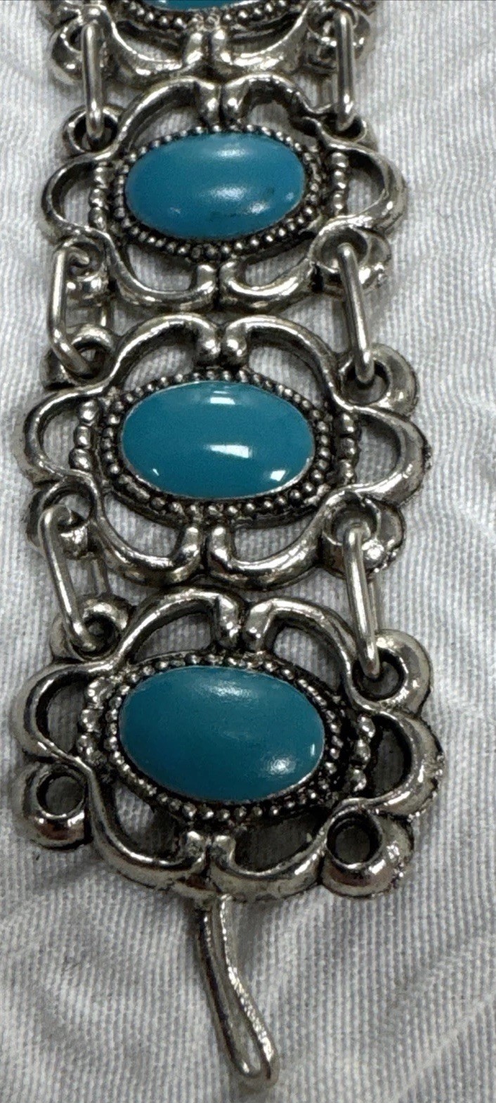 Vintage 1960’s Souvenir De Maroc Bracelet Morocco Hamsa Turquoise Stones 7”