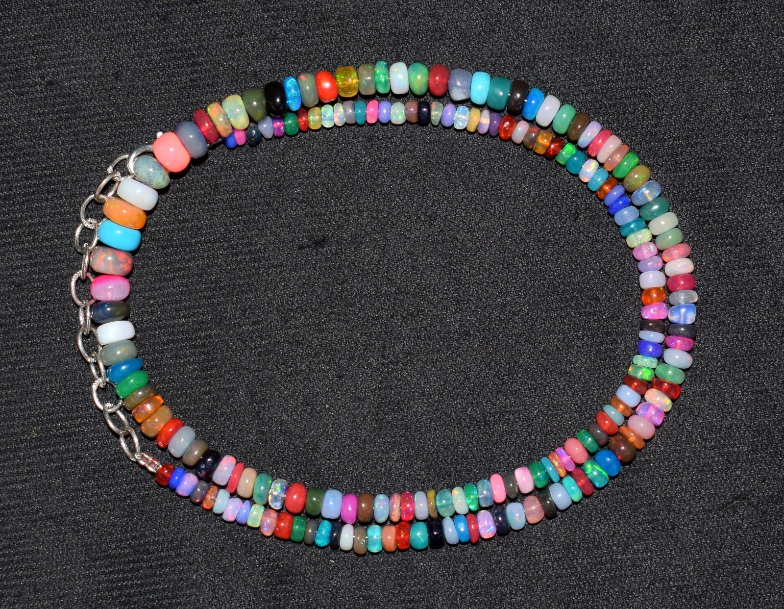16”Natural Ethiopian Opal Wello Fire Opal Gemstone Bead Necklace A564