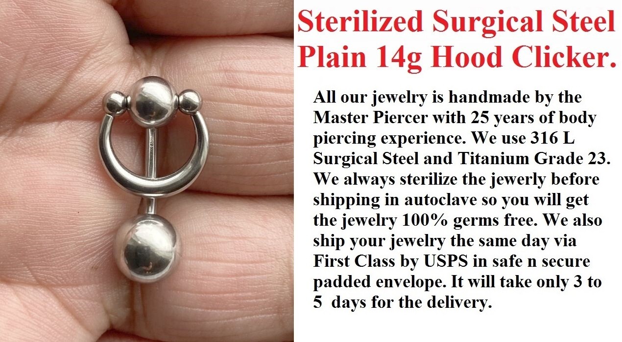 Sterilized Surgical Steel VCH CLICKER Barbell w Heavy Ball for extra pressure.
