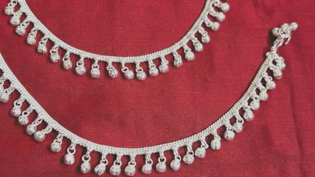 Tribal ethnic silver India payal bells anklet chain Boho ankle bracelet bells