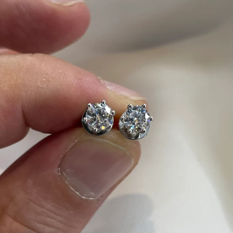 Certify Stud Earrings For Gift 0.50CT Round Natural Diamond JK/SI-I2 14k Gold