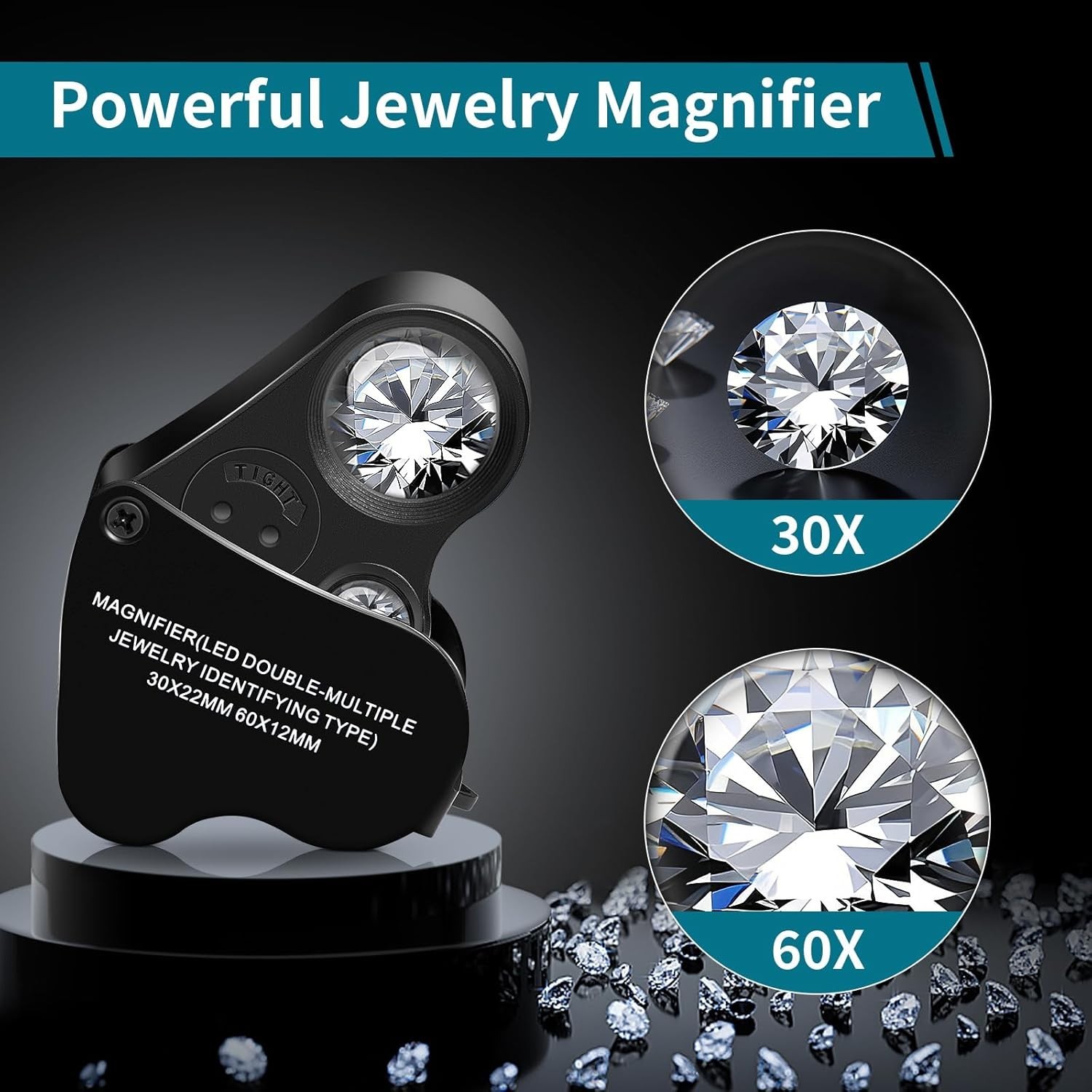 Sleek Foldable 30X 60X Jeweler’s Loupe with Bright LED – For Precise Inspections