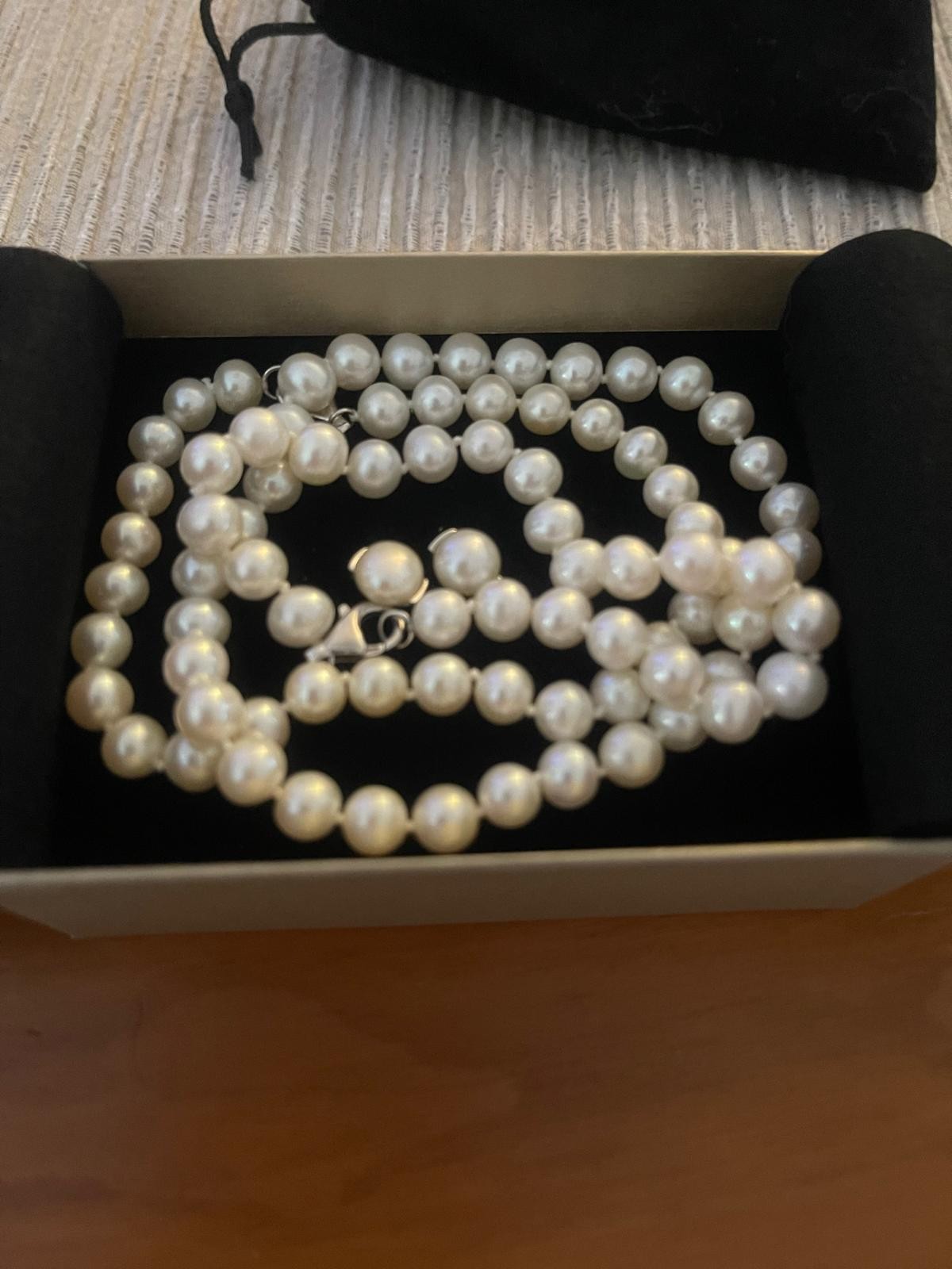 3 pcs necklace necklace, bracelet stud earrings cultured pearl with silver lobster clasp