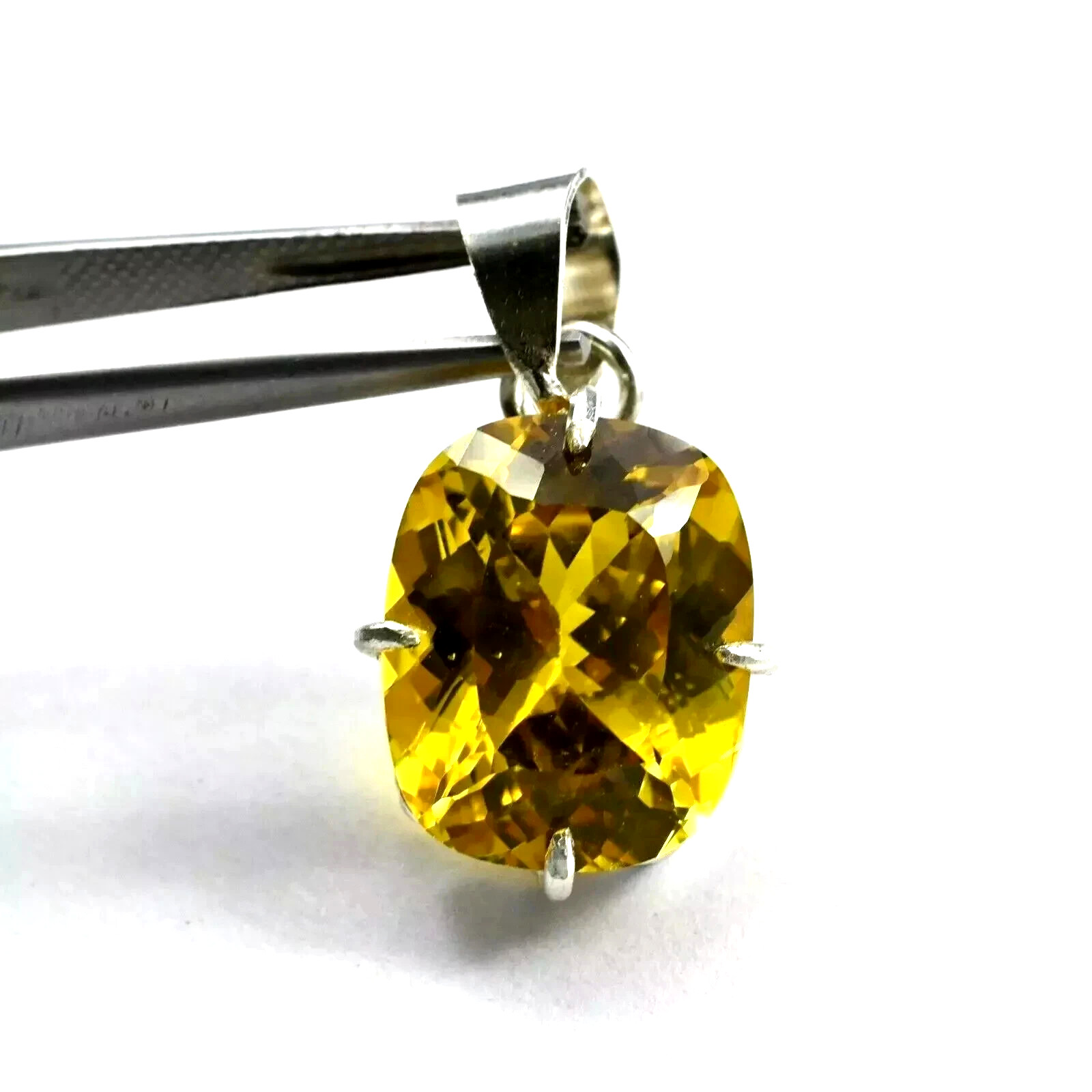 22 Ct Natural Yellow Sapphire Cushion Cut 925 Solid Silver Pendant Gemstone