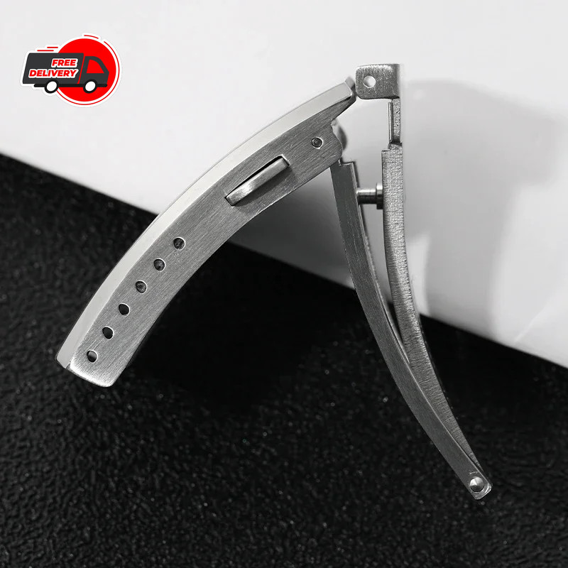 Watch Clasp 16mm 18mm 20mm 22mm Silver Folding Safety Milled Deployant Buckle
