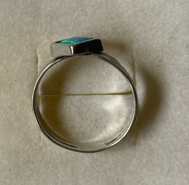 Sterling Silver, Square Bezel Set Lab Opal, Ring By PZ Creations