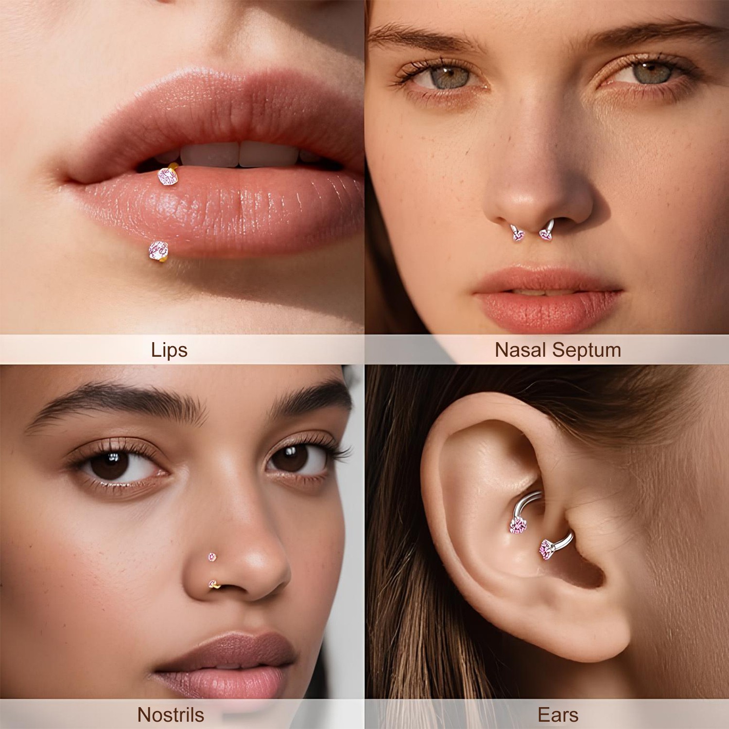 20g Nose Rings Hoop C Shape Nose Studs Stainless Steel Nose Screw Bone Flat Top