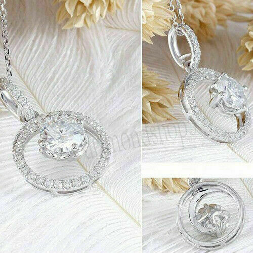 1.60ct Round White Moissanite Pendant With Solid 14k White Gold Gift For Love