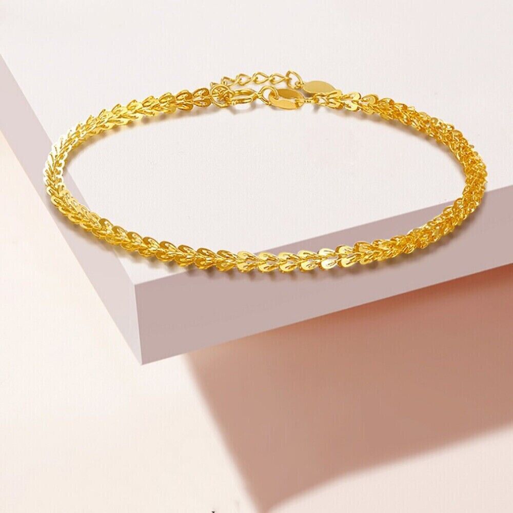 Solid 18K Gold Phoenix Tail Chain Bracelet Charm Fine Jewelry AU750