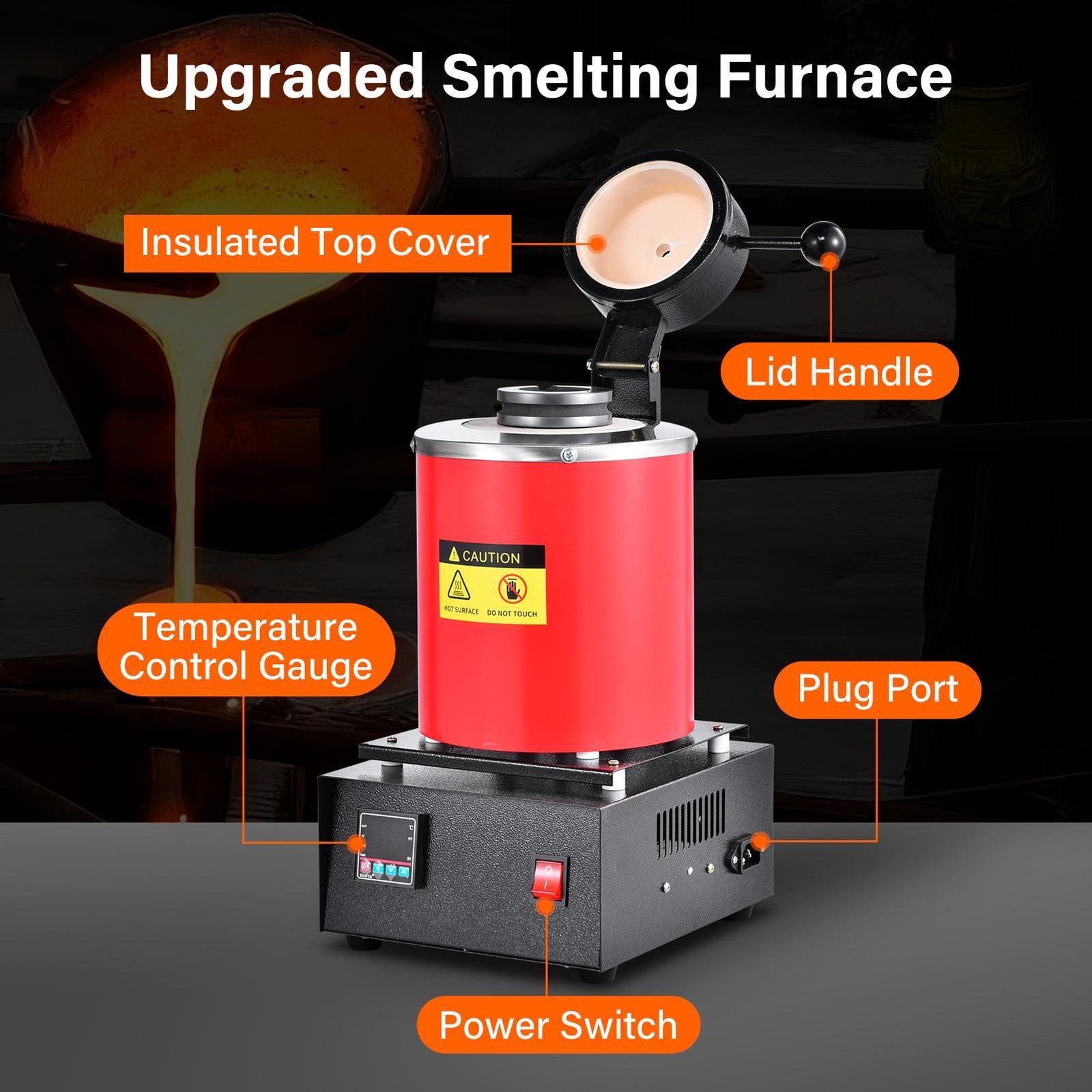 3KG 1500W Electric Digital Metal Melting Furnace Gold Silver Smelter 2102℉ 110V