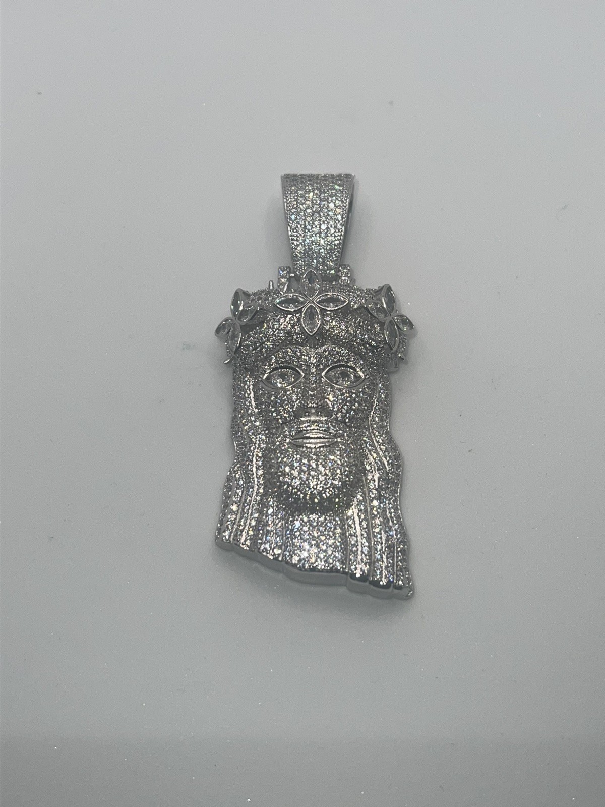 Large VVS1 Moissanite Sterling Silver Iced Flawless D Color Jesus Piece Pendant