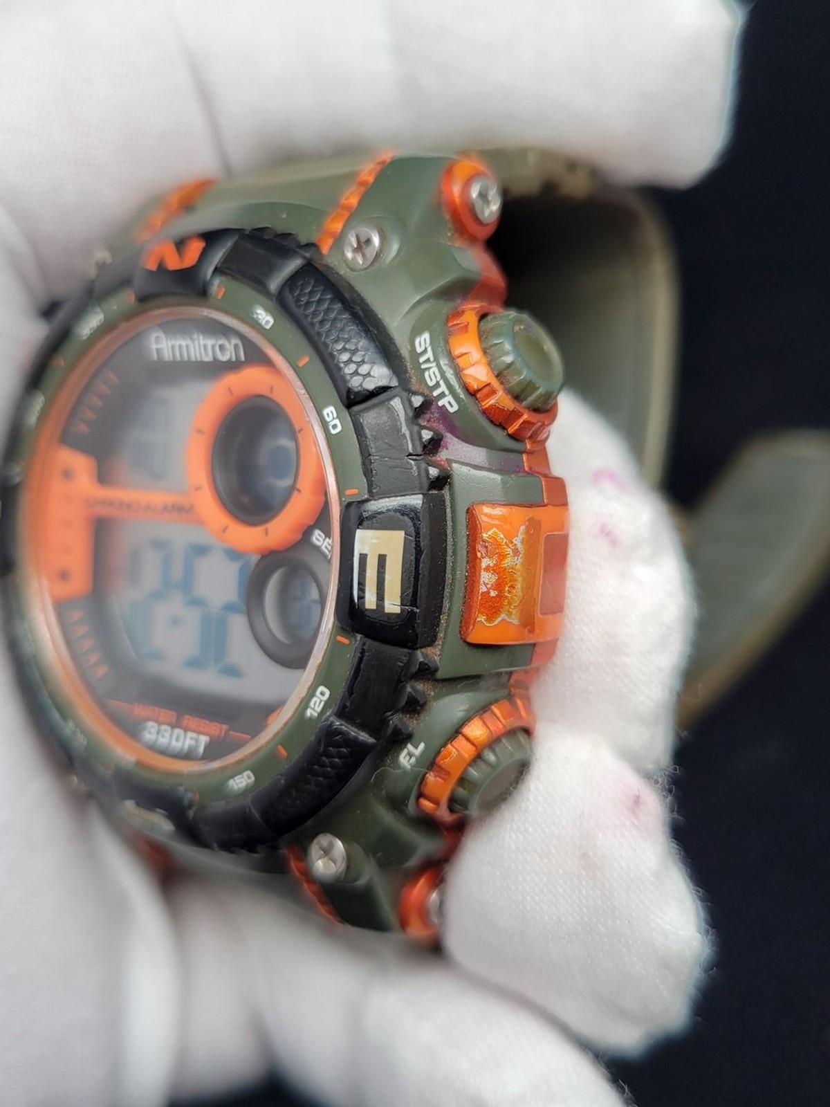 Armitron Digital Sport Watch in Olive Green & Orange