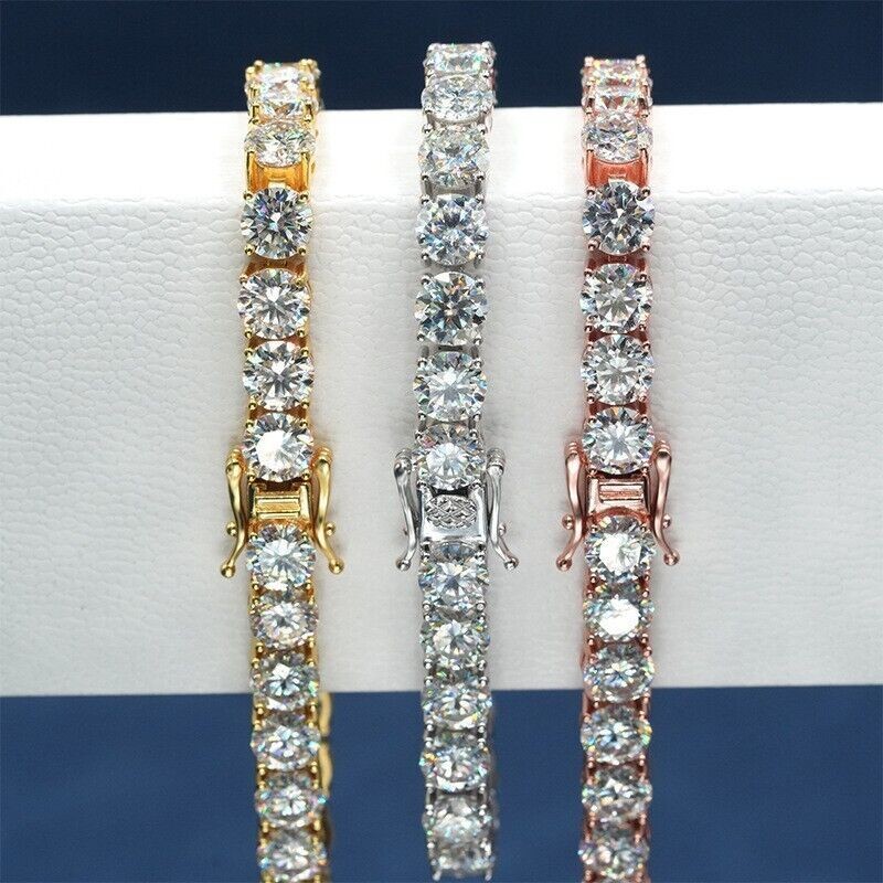 2-6.5mm 16-24″ VVS1 D Moissanite Tennis Chain Necklace 925 Silver Passes Tester!