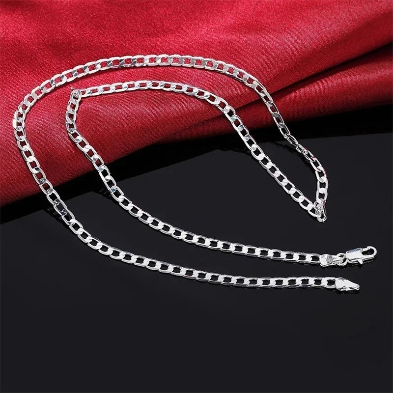Genuine 925 Sterling Silver Curb Chain Necklace Lobster Clasp 16″-30″ Gifts UK