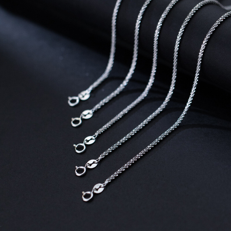 Stunning Genuine 925 Sterling Silver 2mm Starry Chain Necklace Jewelry 16″- 32″