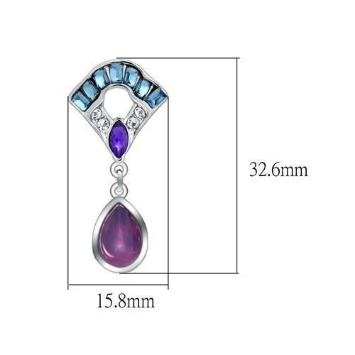 Women’s White Metal Rhodium Crystal Multicolor 6.80(g) Dangle & Drop Earrings