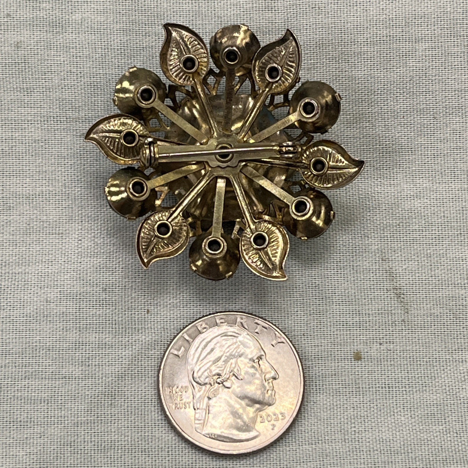 Vintage Rhinestone Brooch AB Stones None Missing -pin&Brooches