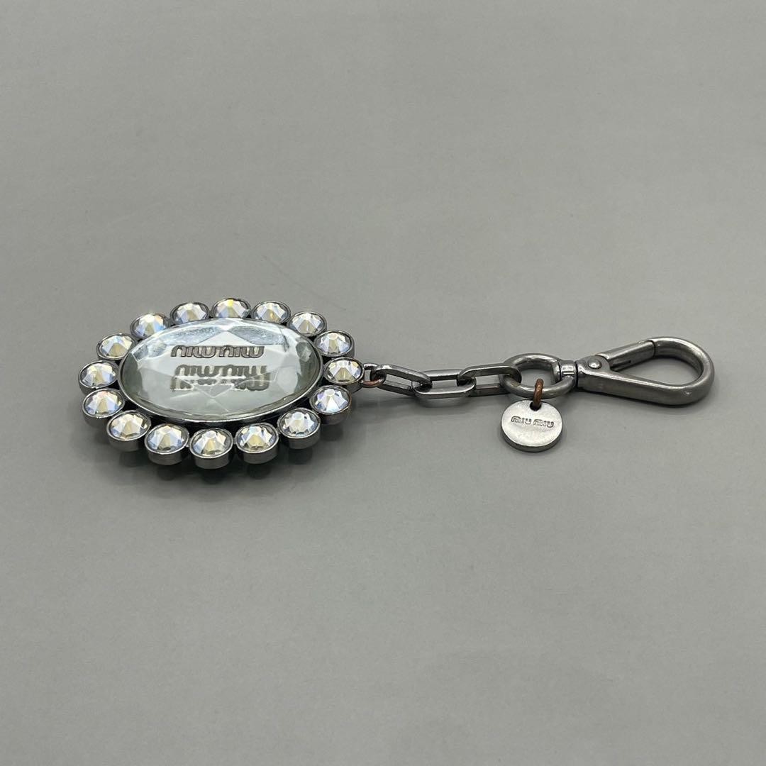 Miu Miu Crystal Silver Bijou Keychain Used / Authentic with Refund Guarantee