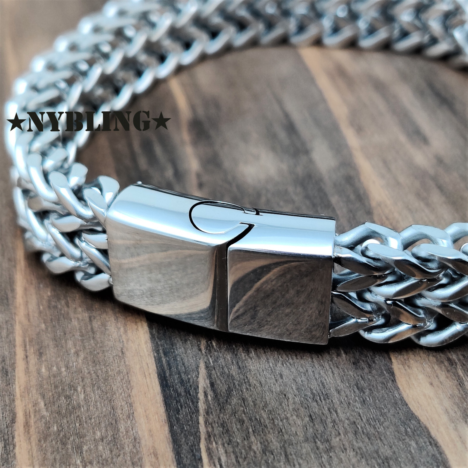 Stainless Steel Bracelet Meshed Woven Curb Chain Cuban Link Wristband Men Women