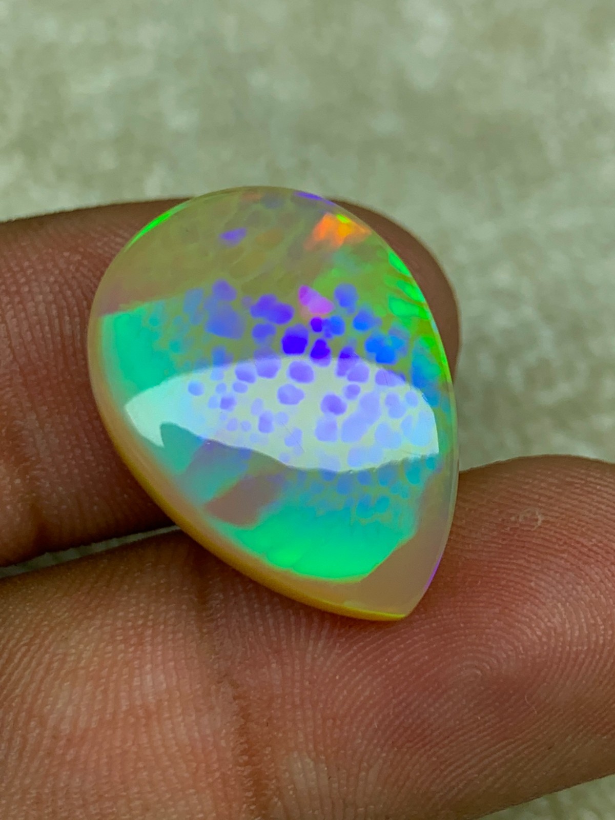 Natural Ethiopian Honeycomb Opal 13.80 Carat Pear Cabochon Collector Grade Gem
