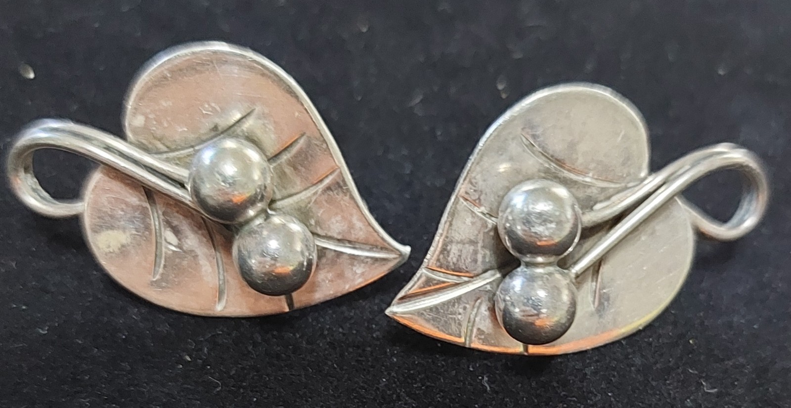 Georg Jensen Hand Wrought Sterling 112 Screw Back Earrings Rare 6.80g