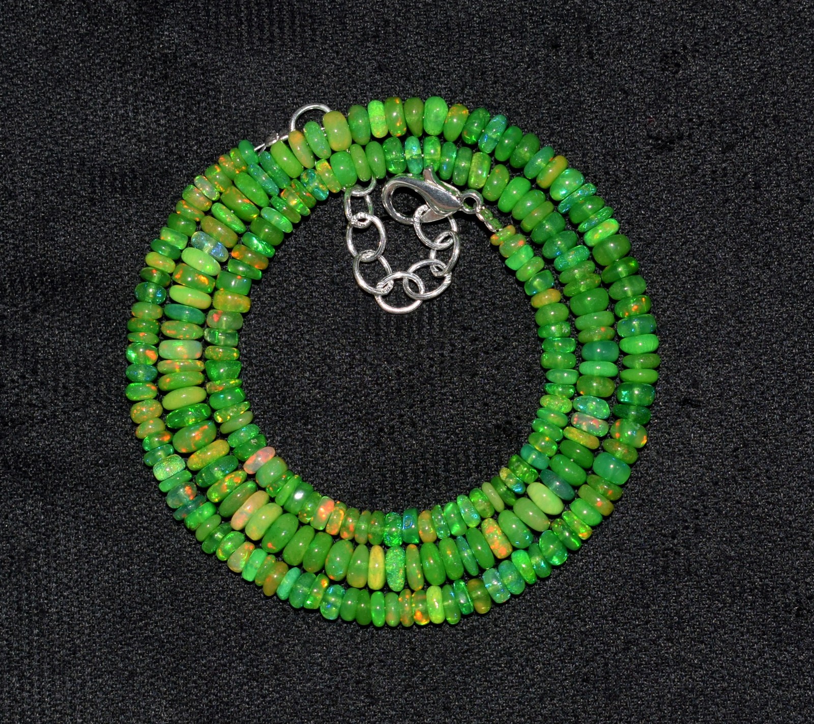 16”Natural Ethiopian Opal Wello Fire Opal Gemstone Bead Necklace AF701