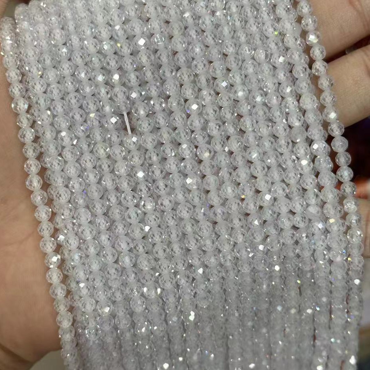 2/3mm Genuine Natural Micro Round Faceted White Zircon Beads for Jewelry Making