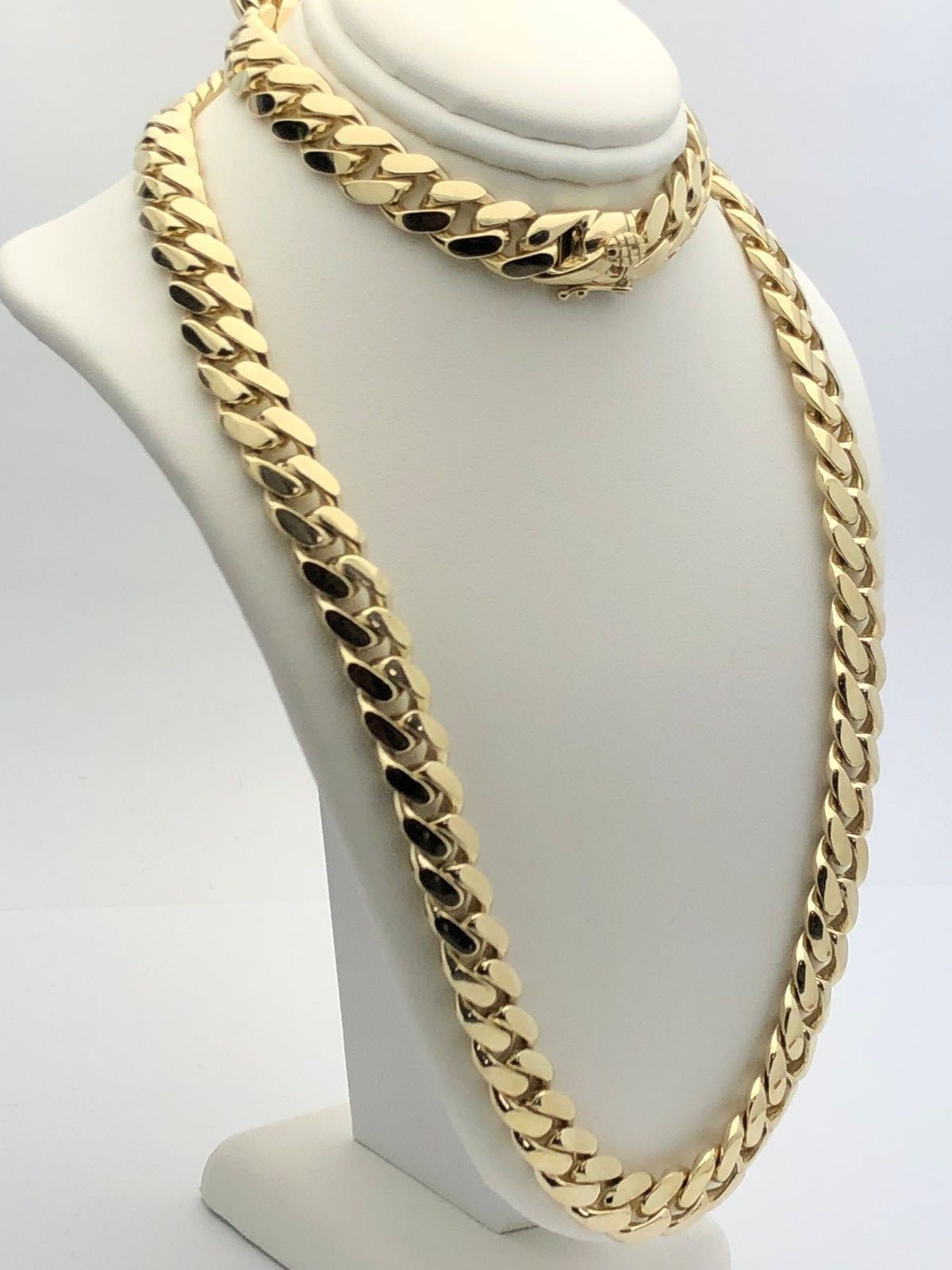 Men’s 10k Yellow Gold Solid Heavy Miami Cuban Link Chain Necklace 22″ 10mm 143g