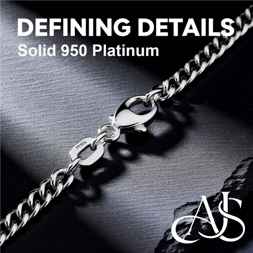 950 Platinum Curb Link Chain Necklace 1.0mm, 1.80mm, 2.70mm Widths