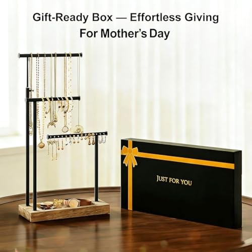 Jewelry Organizer Stand, Extra Tall Necklace Holder carbonized black and black
