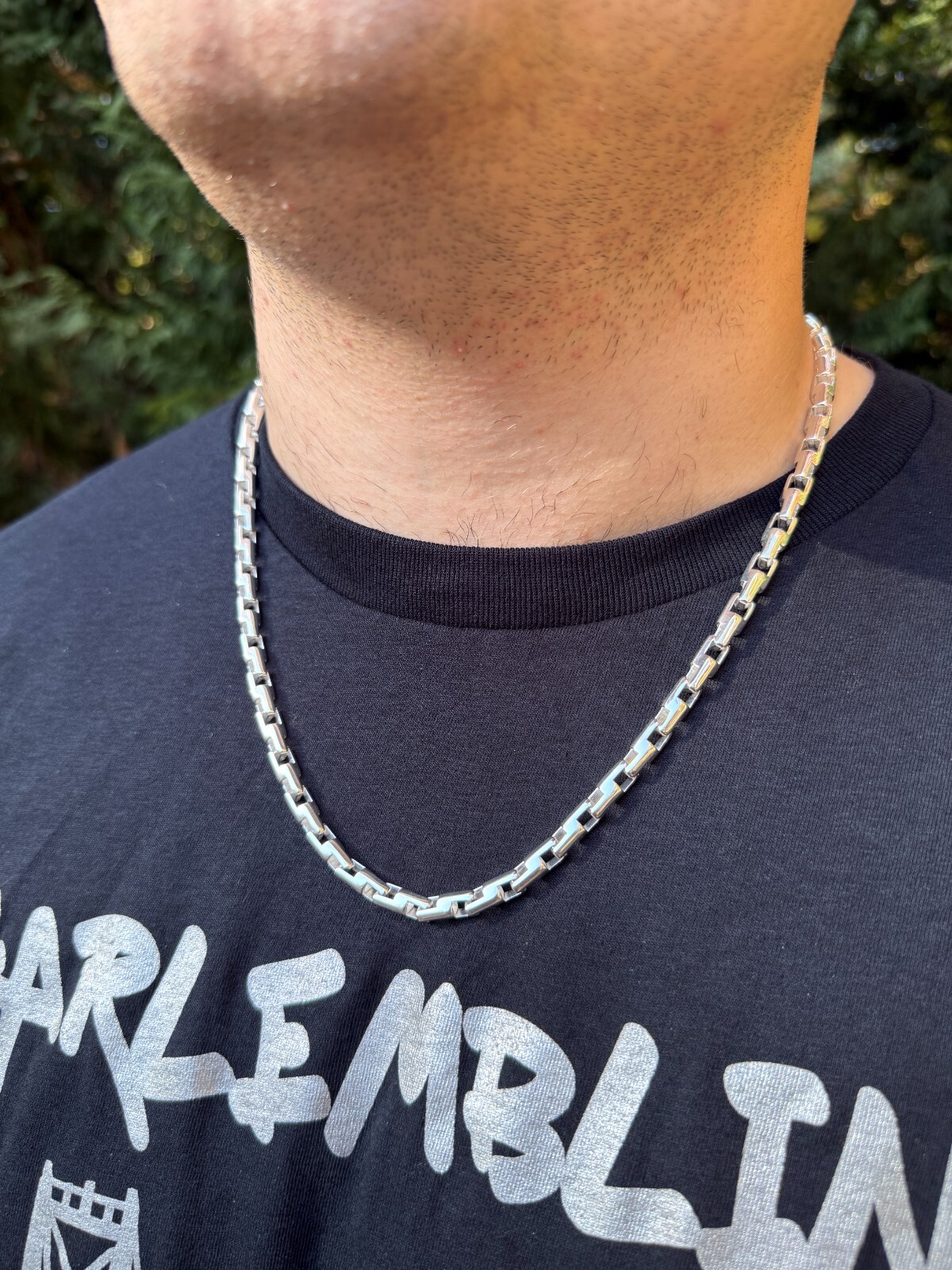 Real 925 Sterling Silver Handmade Custom 6mm Bullet Rolo Chain Necklace 18-28″