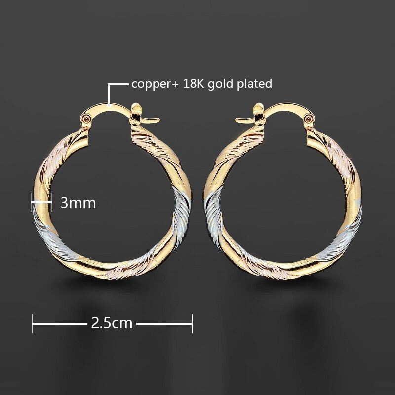 Woman 18k Gold Plated Multicolor Hoop Huggie Round Earring Drop Dangle 25mm