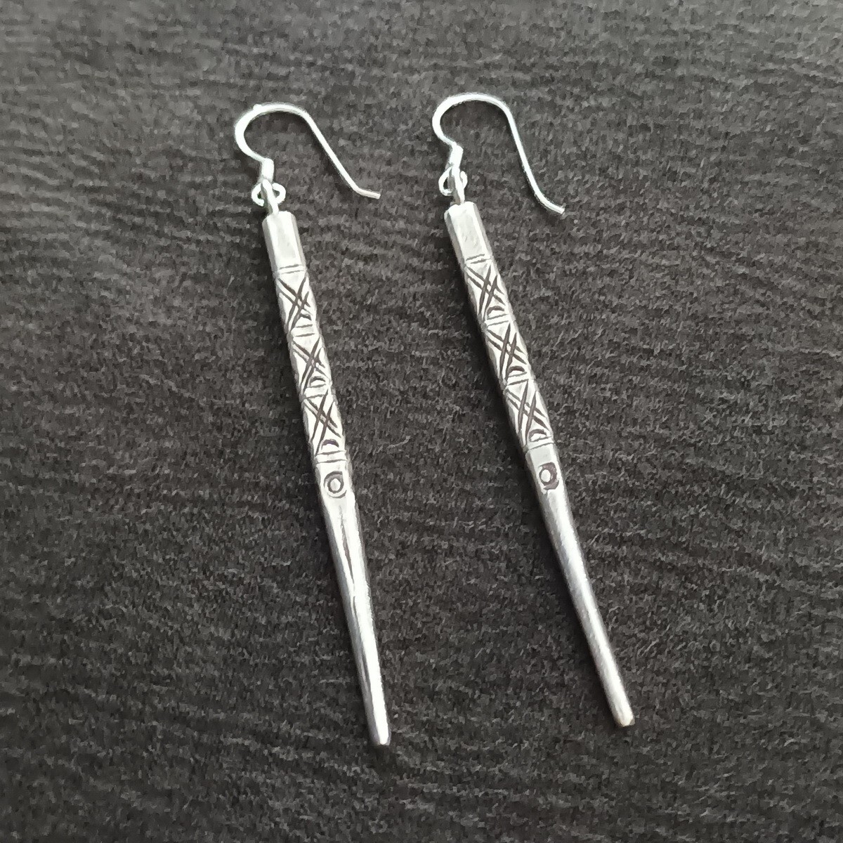 FINE SILVER EARRINGS NO STONES CRAFT VINTAGE DANGLES 9g DANGLE STICK #REE19