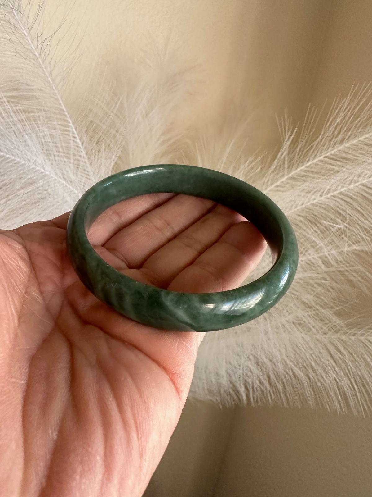 Gorgeous Dark Green Real Jade Bracelet Bangle Taiwan Wealth Good Fortune Luck RX