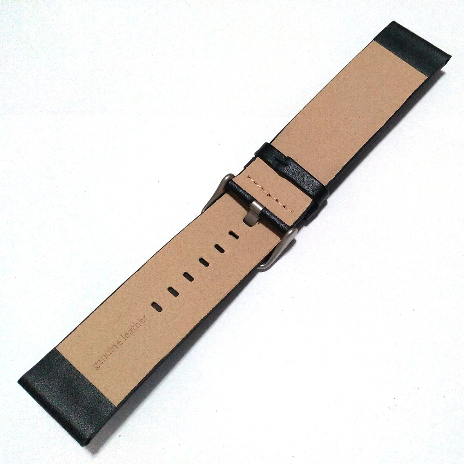 Genuine Leather Black 24mm Smartwatch Watch Band 7 7/8″ (201mm) Regular Length