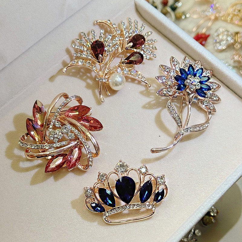wholesale 20pcs Mix Design Vintage Brooch Pins Lot Enamel Crystal Pearl Resale