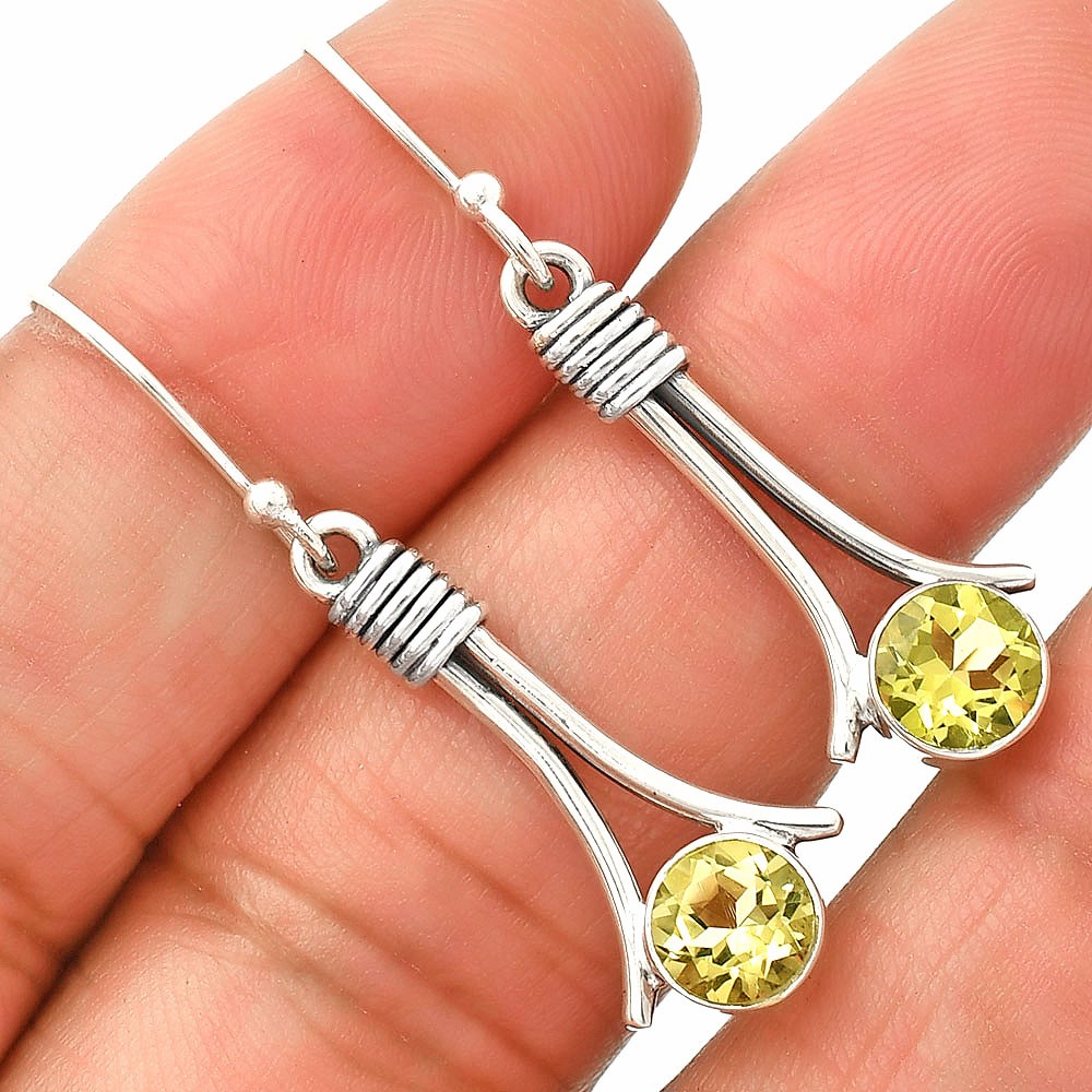 Natural Lemon Quartz 925 Sterling Silver Earrings Jewelry E-1046